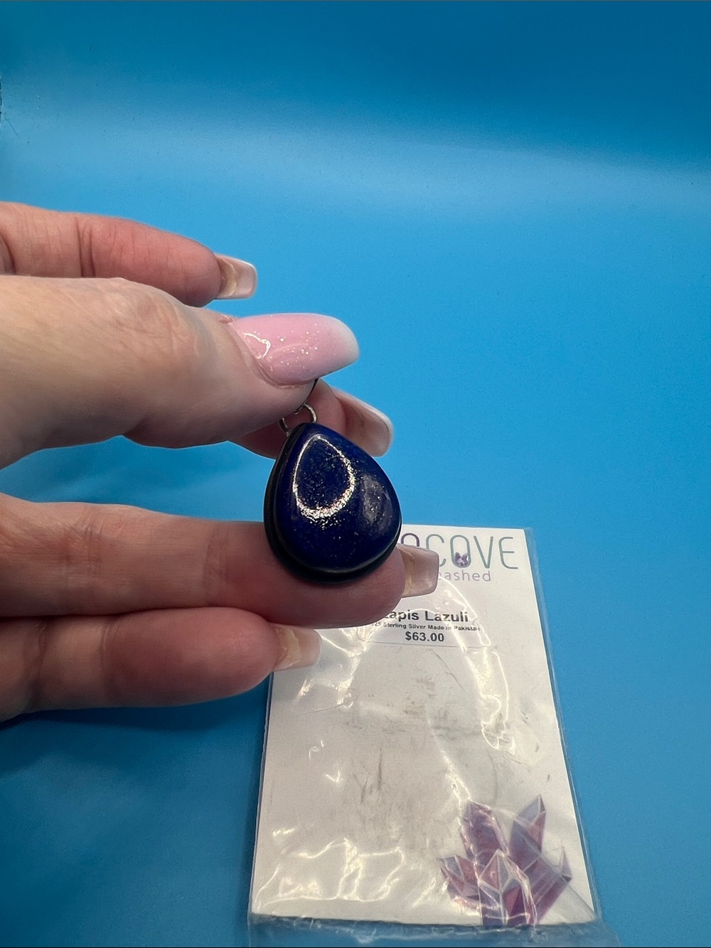 Lapis Lazuli Teardrop Pendant Necklace - Deep Blue